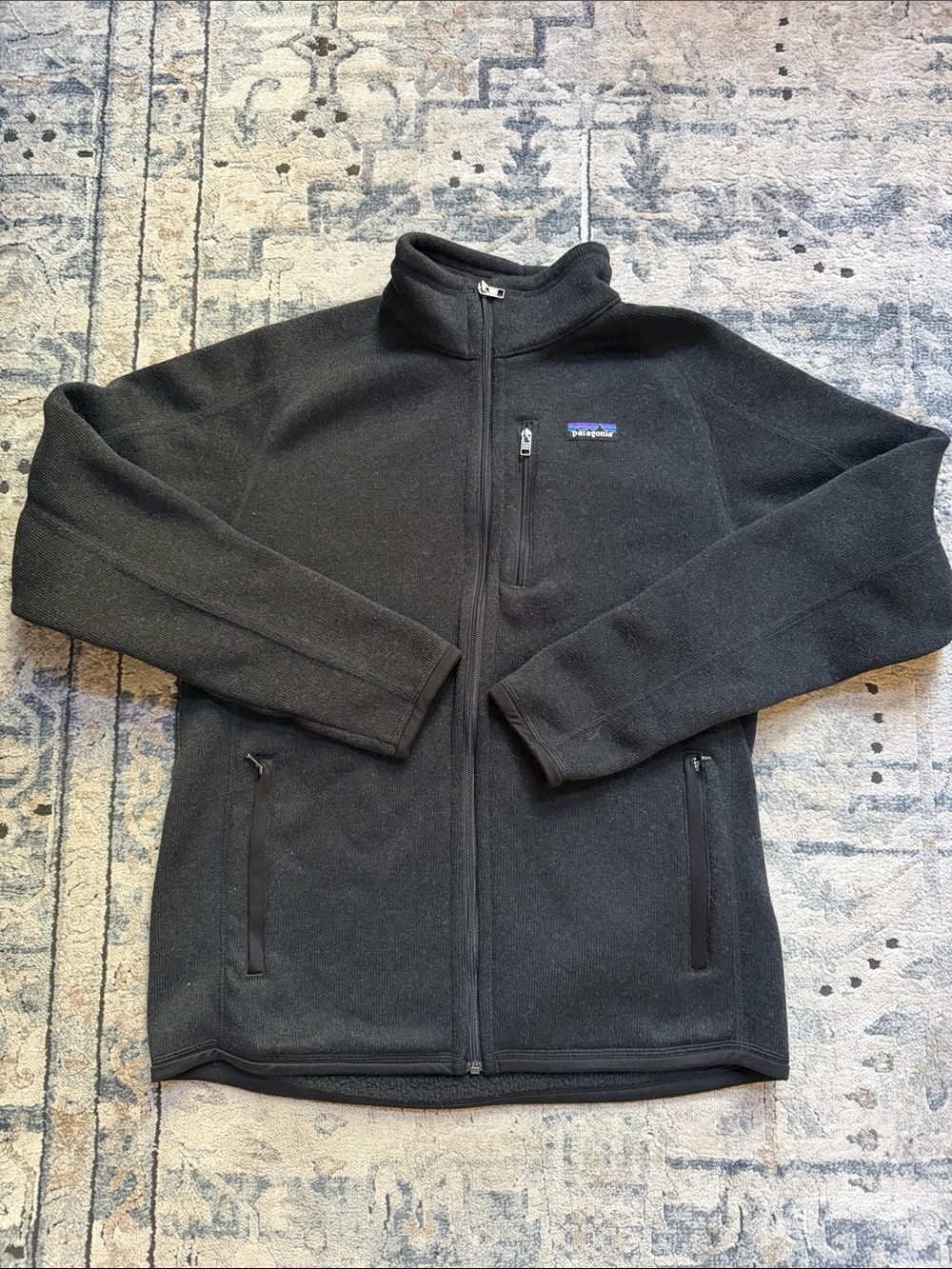 Patagonia Black Full-Zip Fleece Jacket with Chest Logo